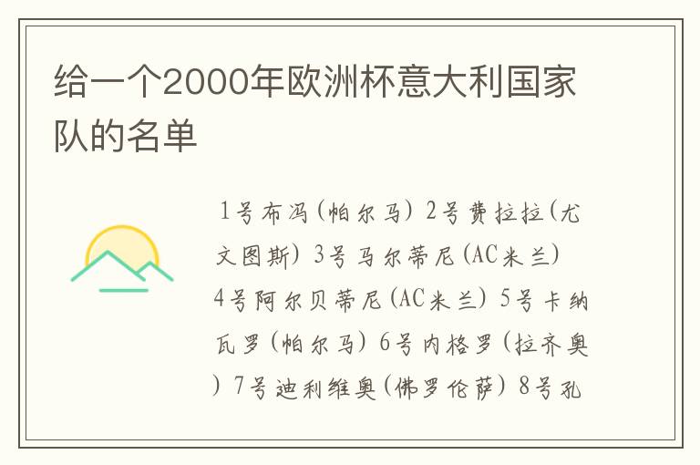 给一个2000年欧洲杯意大利国家队的名单