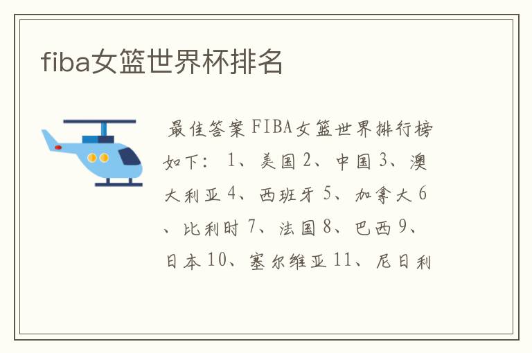 fiba女篮世界杯排名