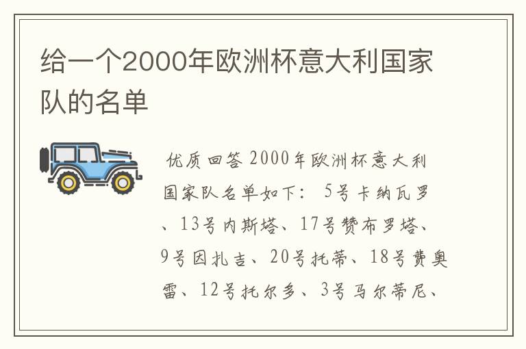 给一个2000年欧洲杯意大利国家队的名单