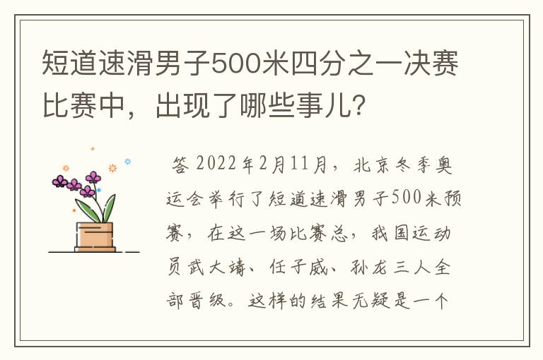 短道速滑男子500米四分之一决赛比赛中，出现了哪些事儿？