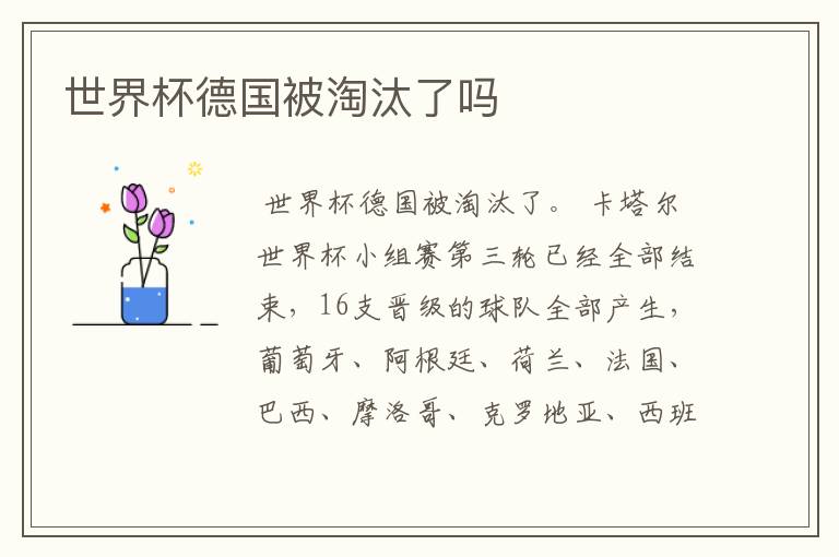 世界杯德国被淘汰了吗
