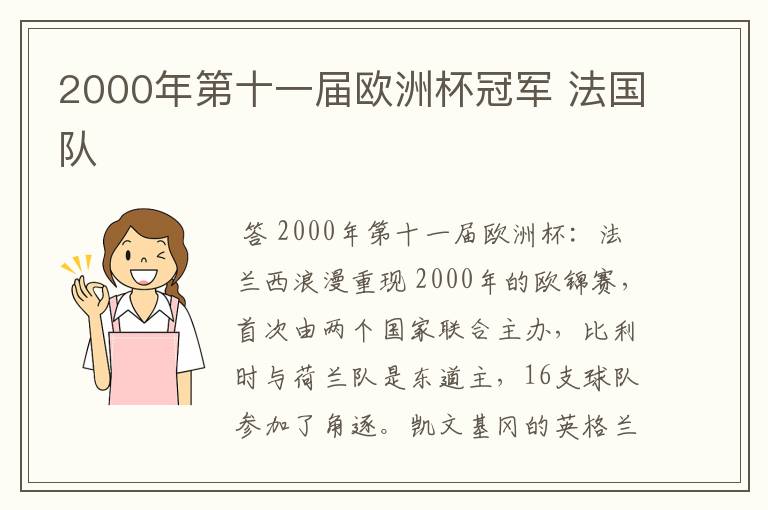 2000年第十一届欧洲杯冠军 法国队