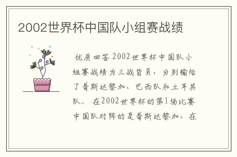 2002世界杯中国队小组赛战绩