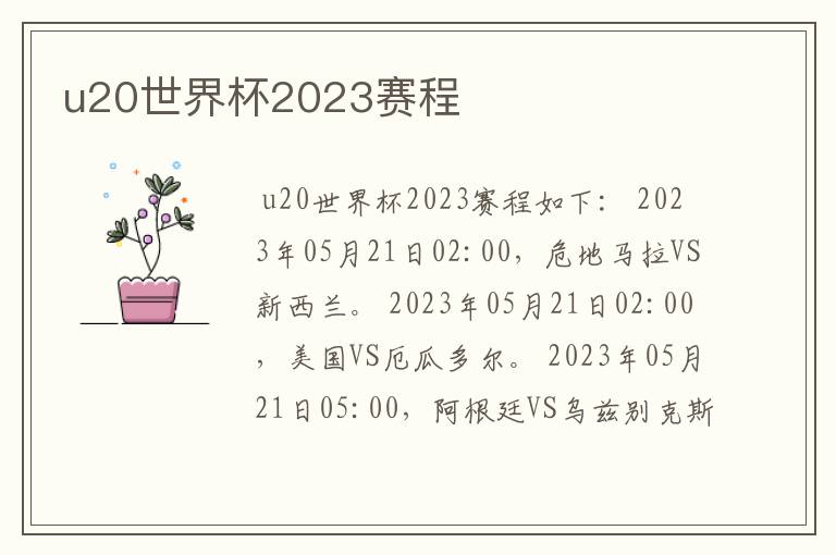 u20世界杯2023赛程