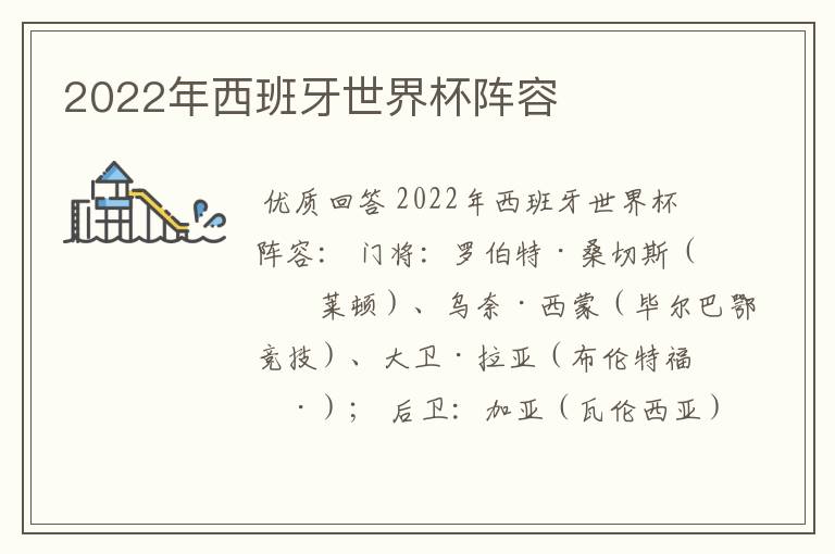 2022年西班牙世界杯阵容