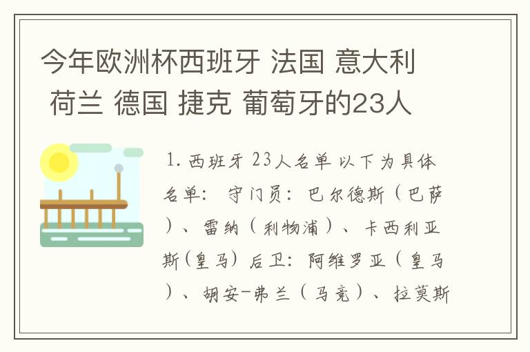 今年欧洲杯西班牙 法国 意大利 荷兰 德国 捷克 葡萄牙的23人名单