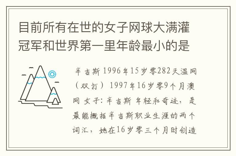 目前所有在世的女子网球大满灌冠军和世界第一里年龄最小的是谁？