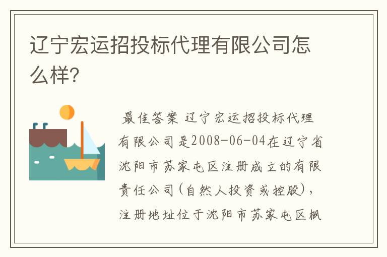 辽宁宏运招投标代理有限公司怎么样？