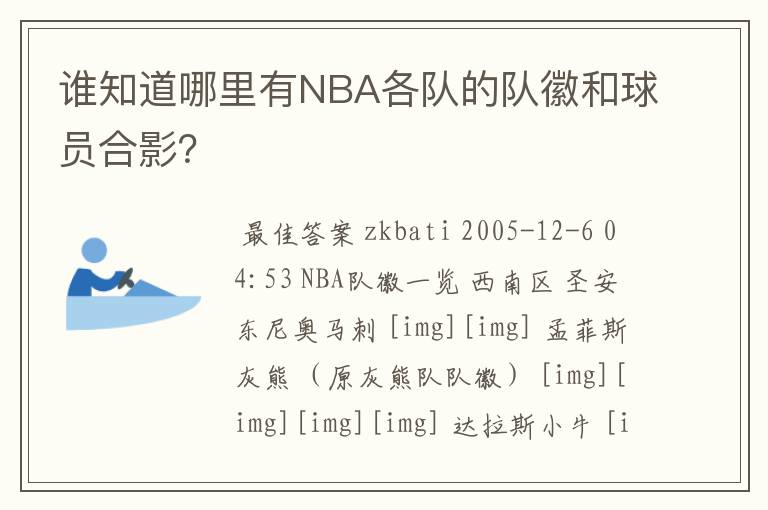 谁知道哪里有NBA各队的队徽和球员合影？