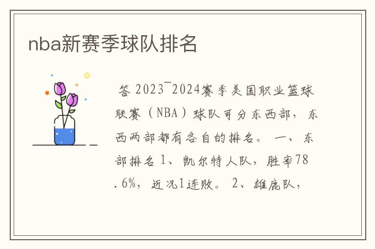 nba新赛季球队排名