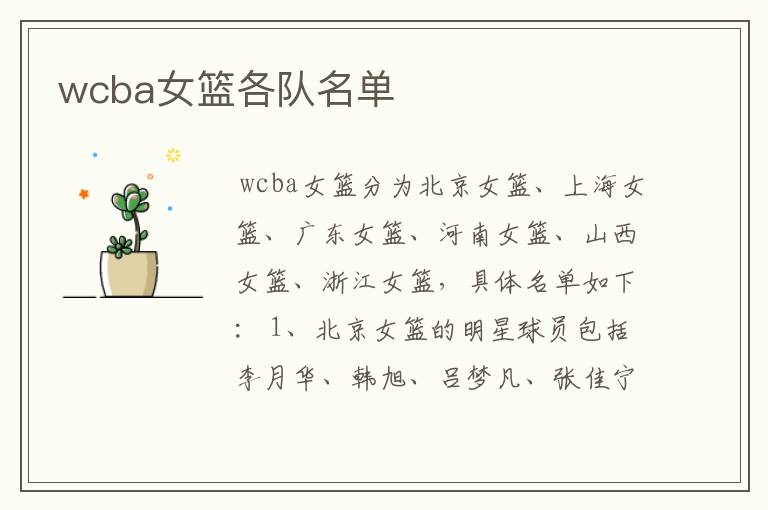 wcba女篮各队名单