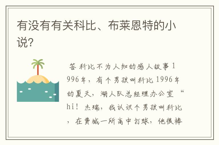 有没有有关科比、布莱恩特的小说?