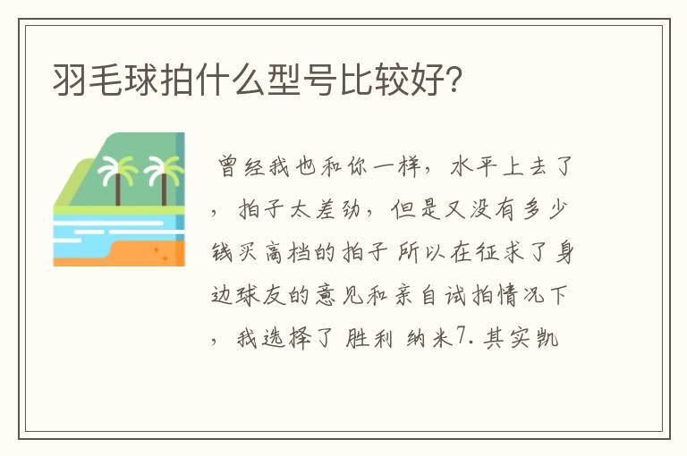 羽毛球拍什么型号比较好？