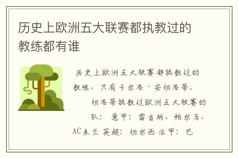 历史上欧洲五大联赛都执教过的教练都有谁