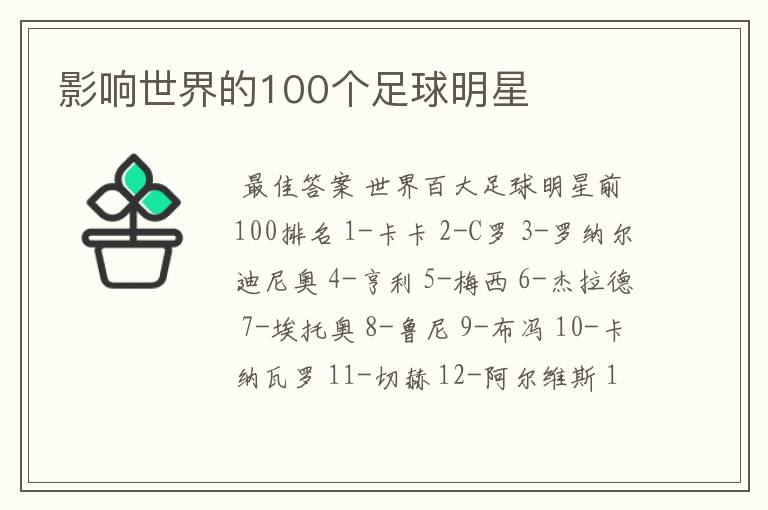 影响世界的100个足球明星