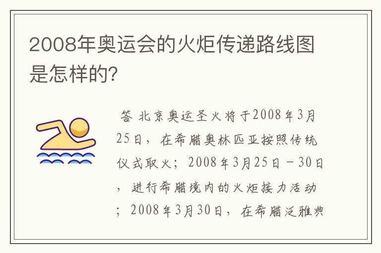 2008年奥运会的火炬传递路线图是怎样的？