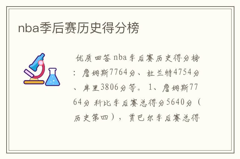 nba季后赛历史得分榜