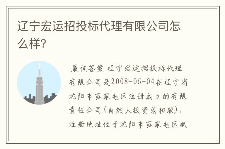 辽宁宏运招投标代理有限公司怎么样？