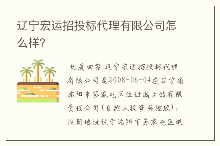 辽宁宏运招投标代理有限公司怎么样？