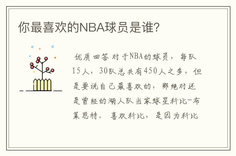 你最喜欢的NBA球员是谁？