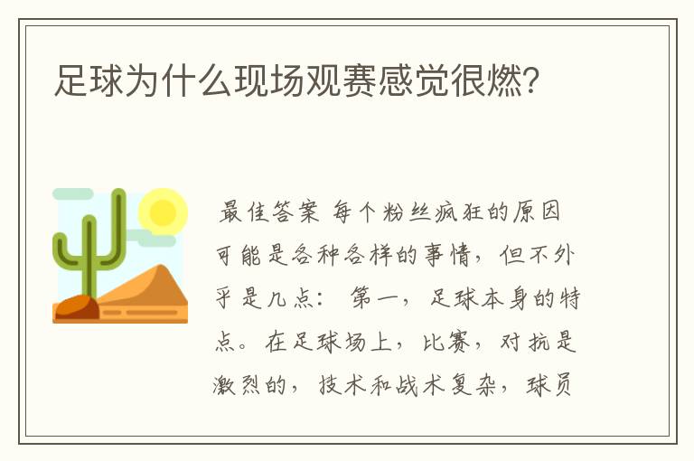 足球为什么现场观赛感觉很燃？