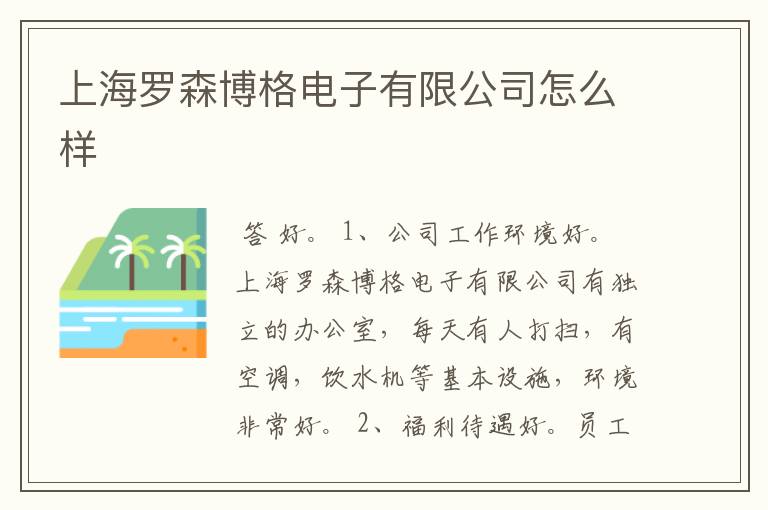 上海罗森博格电子有限公司怎么样