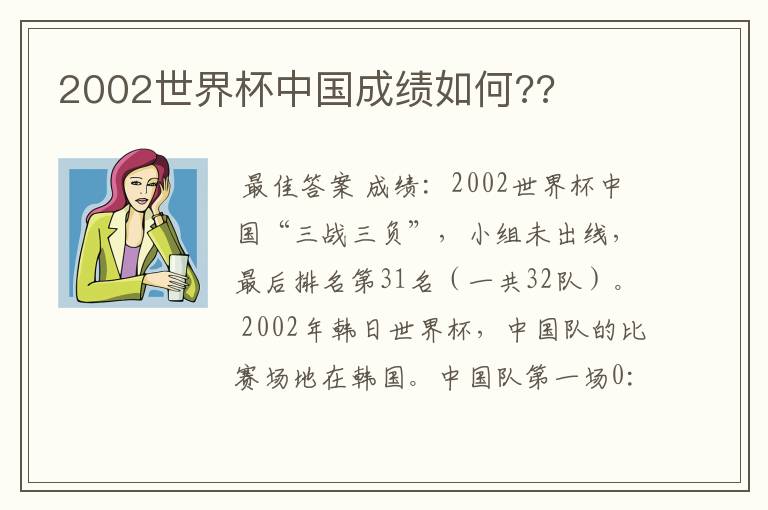 2002世界杯中国成绩如何??