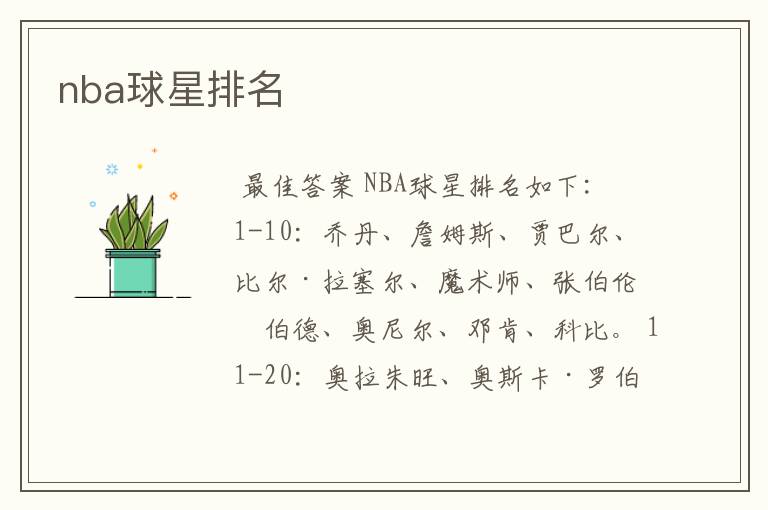 nba球星排名