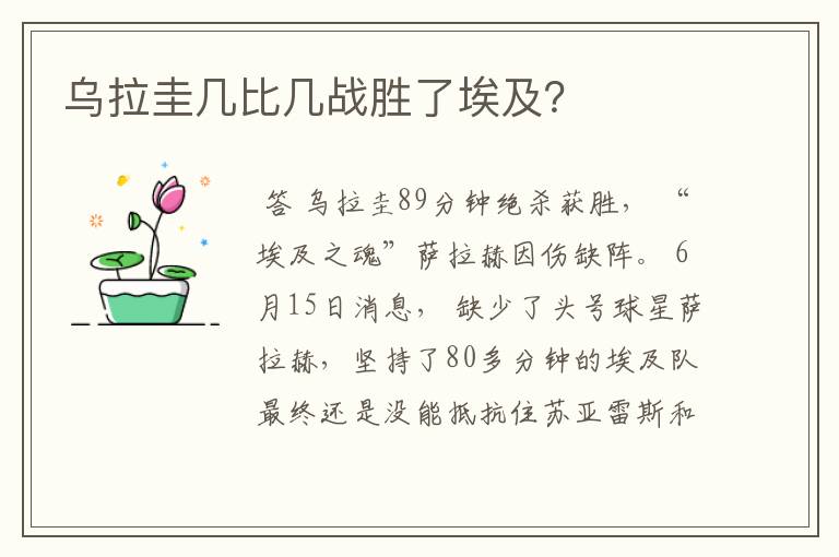 乌拉圭几比几战胜了埃及？