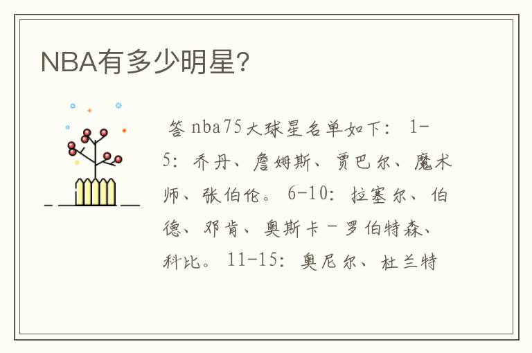 NBA有多少明星?