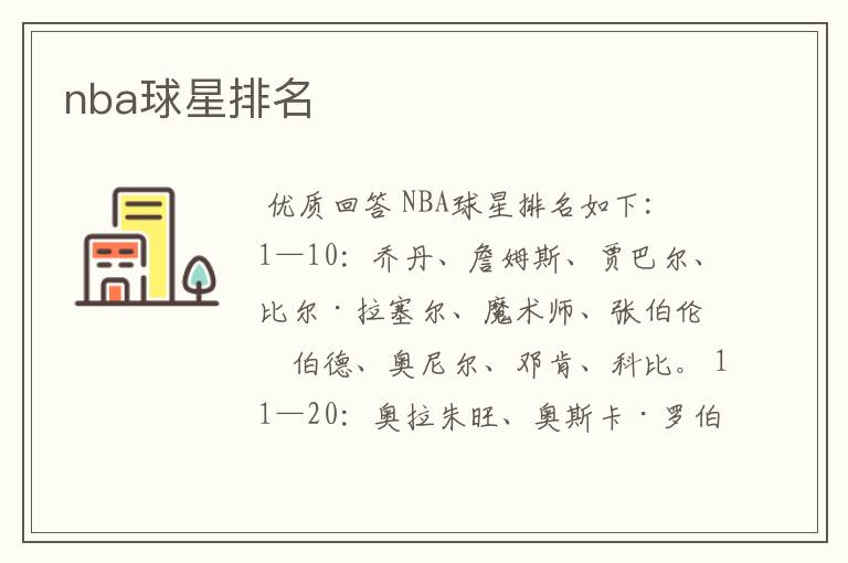 nba球星排名