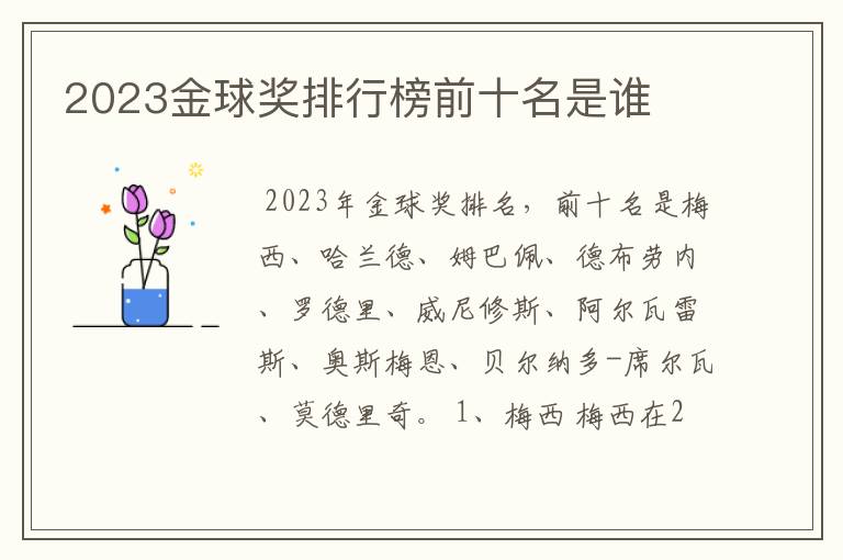 2023金球奖排行榜前十名是谁