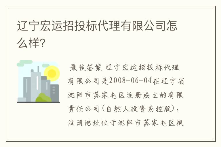 辽宁宏运招投标代理有限公司怎么样?