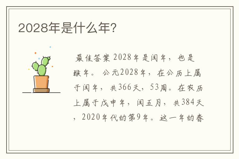 2028年是什么年？