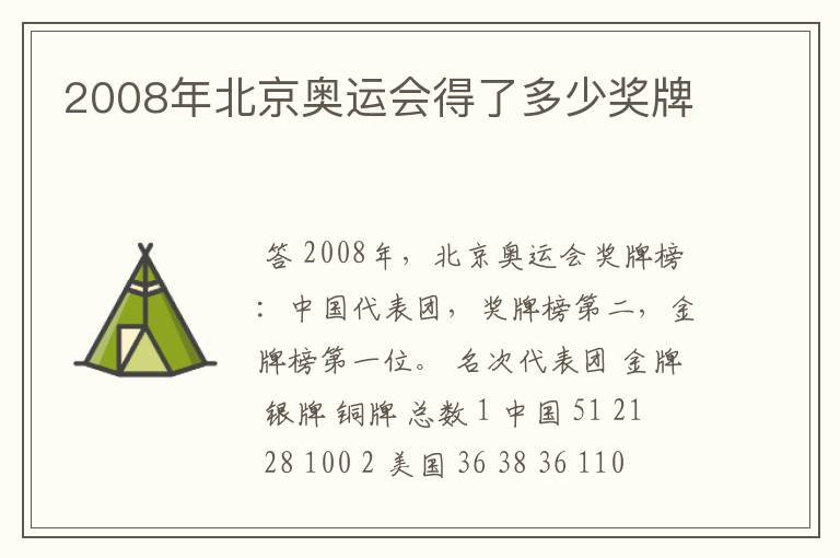 2008年北京奥运会得了多少奖牌