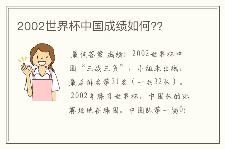 2002世界杯中国成绩如何??