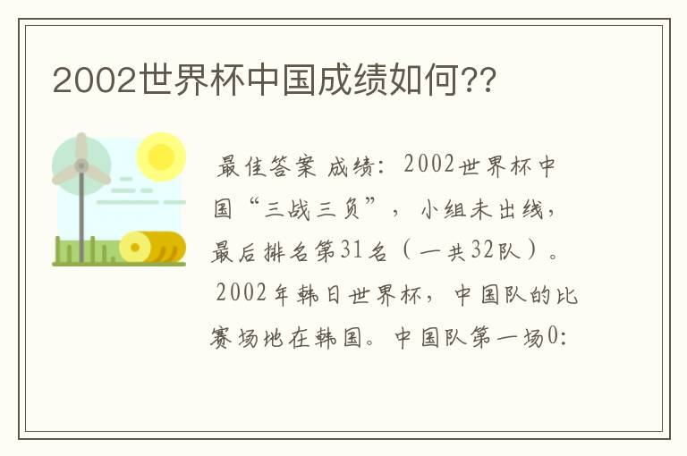 2002世界杯中国成绩如何??