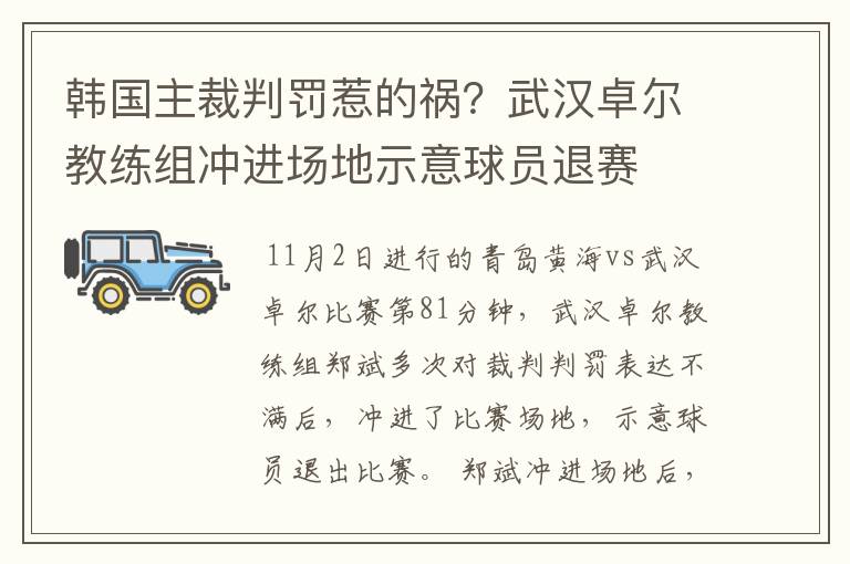 韩国主裁判罚惹的祸？武汉卓尔教练组冲进场地示意球员退赛