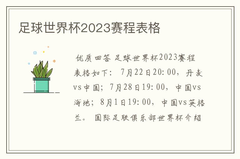 足球世界杯2023赛程表格