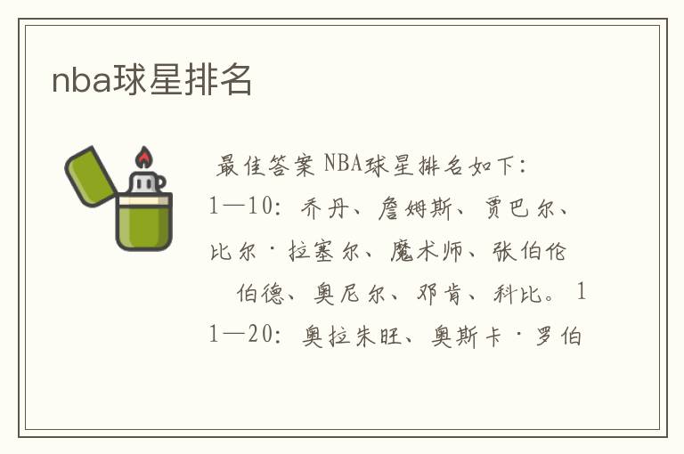 nba球星排名