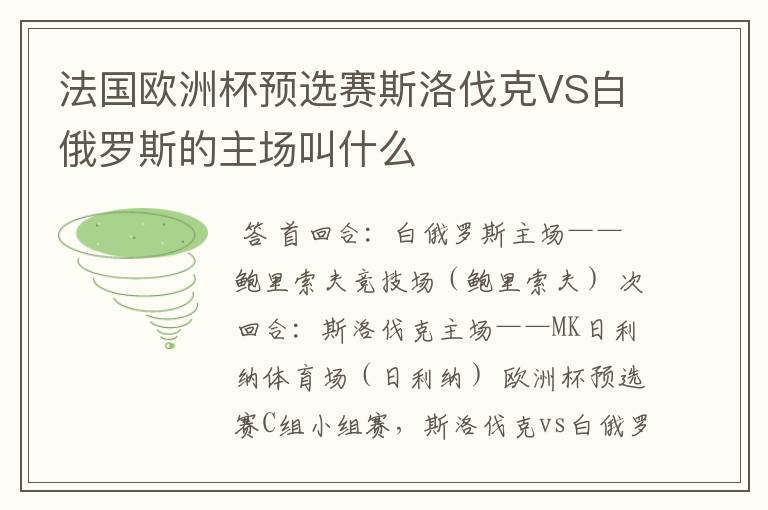 法国欧洲杯预选赛斯洛伐克VS白俄罗斯的主场叫什么