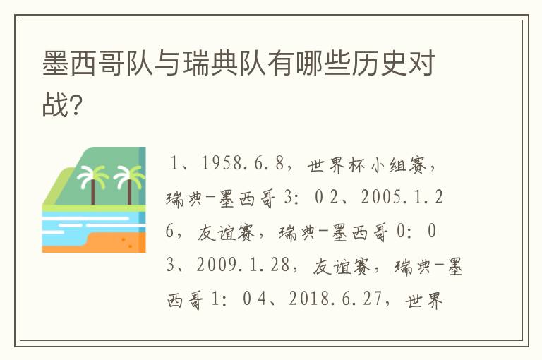 墨西哥队与瑞典队有哪些历史对战？