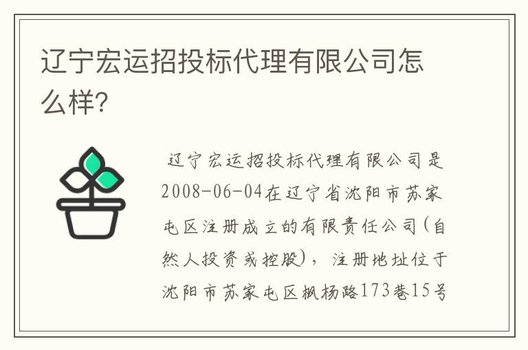 辽宁宏运招投标代理有限公司怎么样？