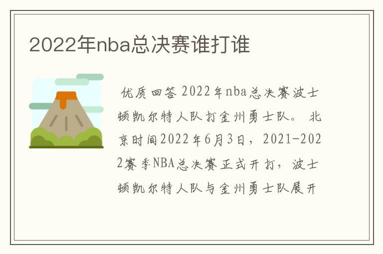 2022年nba总决赛谁打谁