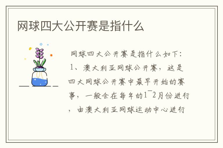 网球四大公开赛是指什么