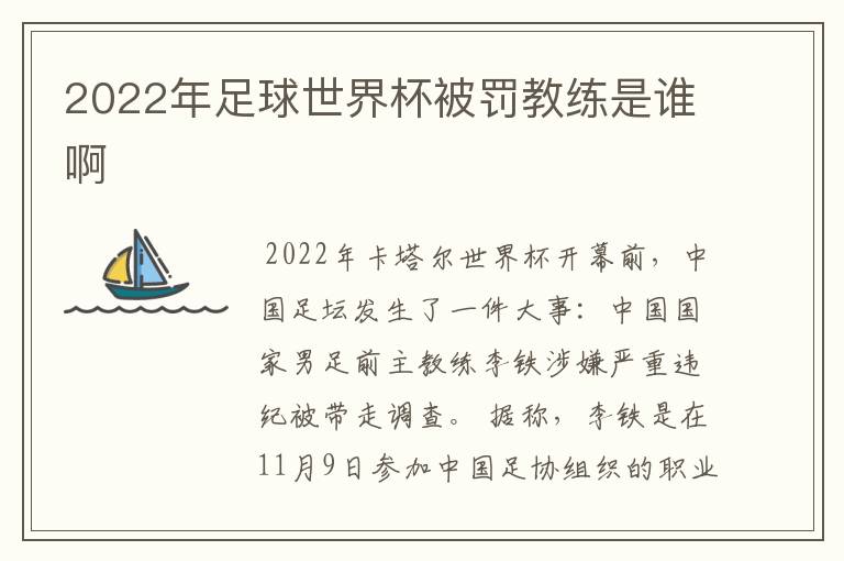 2022年足球世界杯被罚教练是谁啊