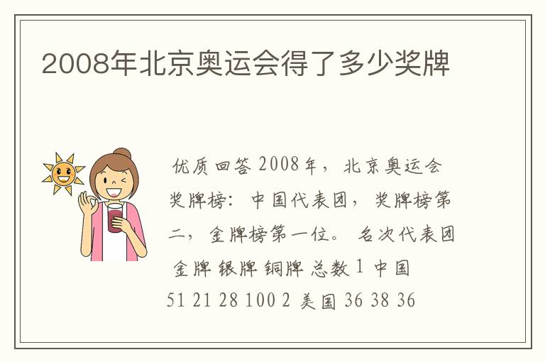 2008年北京奥运会得了多少奖牌