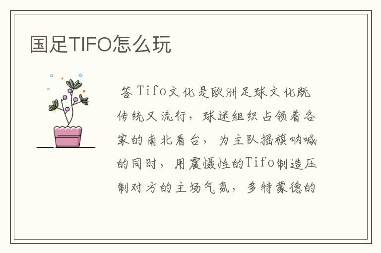 国足TIFO怎么玩