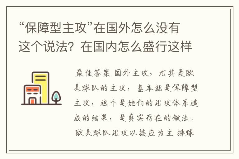 “保障型主攻”在国外怎么没有这个说法？在国内怎么盛行这样说法？