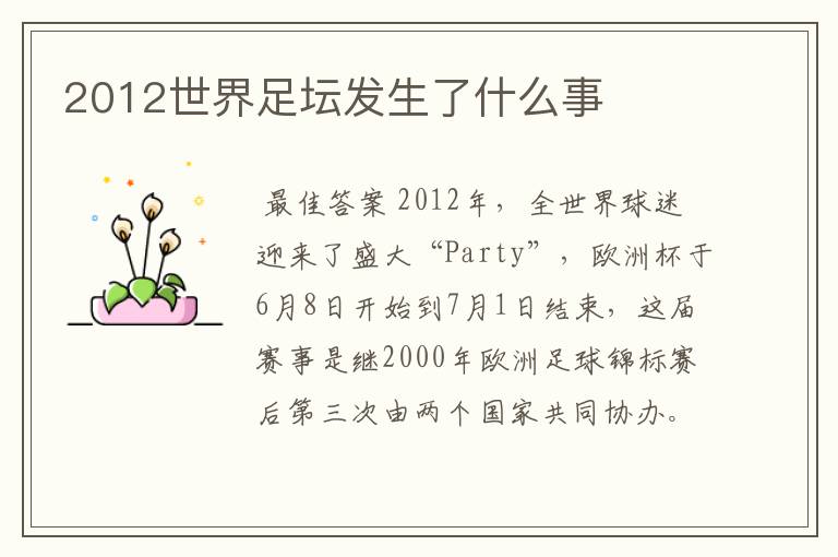 2012世界足坛发生了什么事